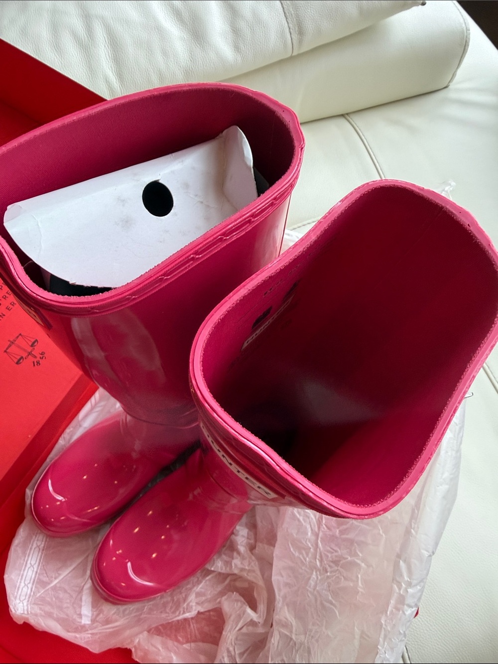 Hunter Tall Gloss Rain Boots in Hot Pink - Picture 8 of 17